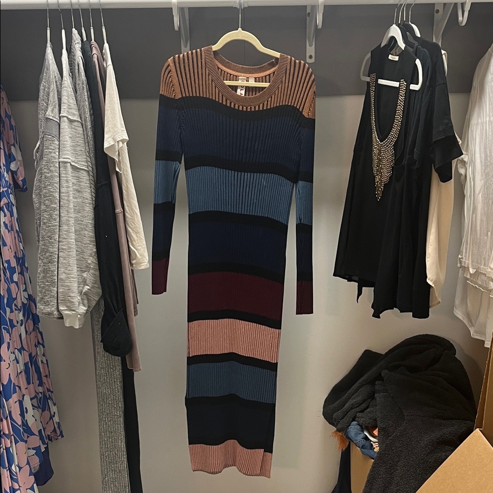 Dolan Multicolor Striped Long Sleeve Dress